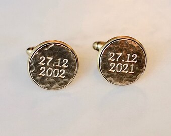 Pair of Personalised Hammered Bronze Cufflinks