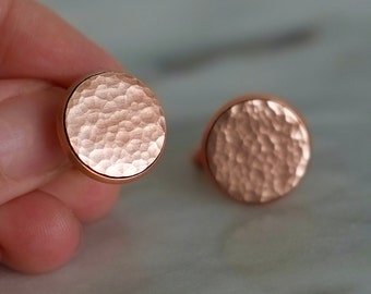 Personalised Hammered Solid Bronze or Copper Cufflinks