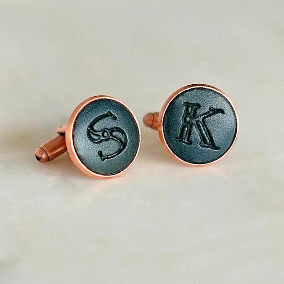 Pair of Handmade Real Leather Initial Cufflinks