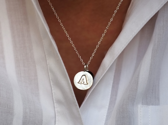 Silver Initial and Birthstone Necklace