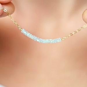 Delicate March Birthday Aquamarine Necklace image 3