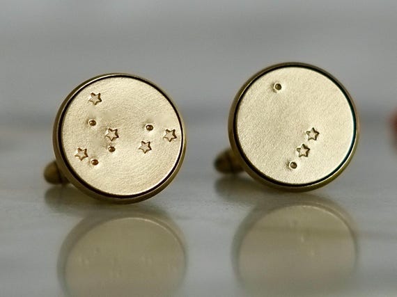 Handmade Personalized Constellation Bronze and Copper Cuff links