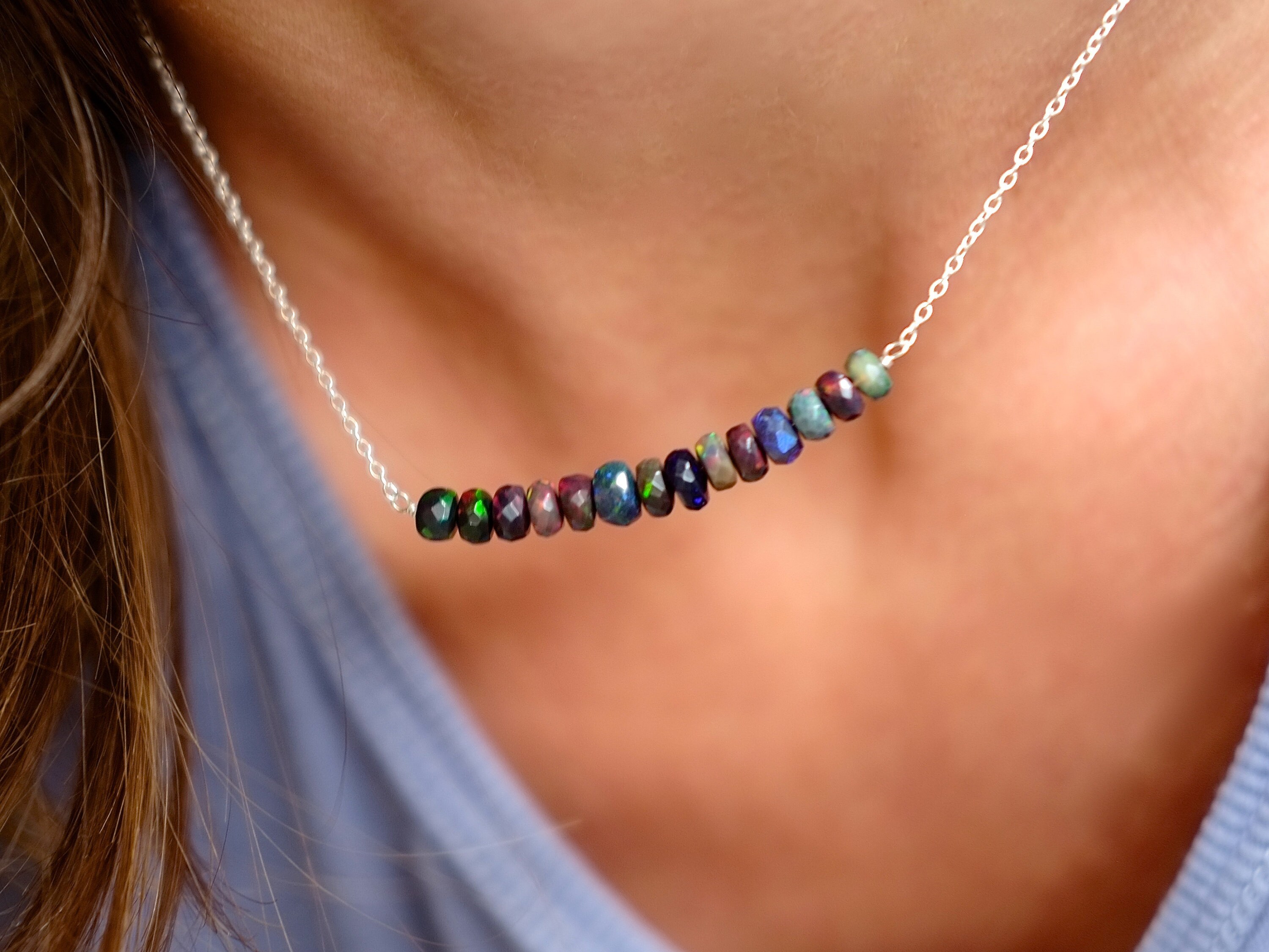 Genuine black opal necklace outlet