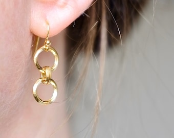 Gold Circle Drop earrings