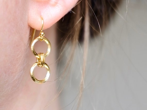 Gold Circle Drop earrings