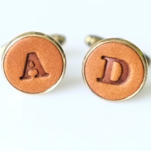 Pair of Personalised Leather Letter Cufflinks image 2