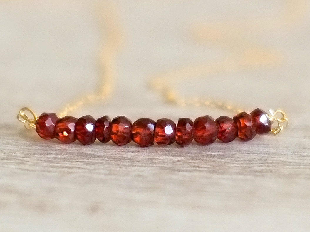 Delicate January Birthstone Garnet Necklace