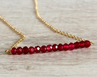 Delicate July Birthday Ruby Necklace