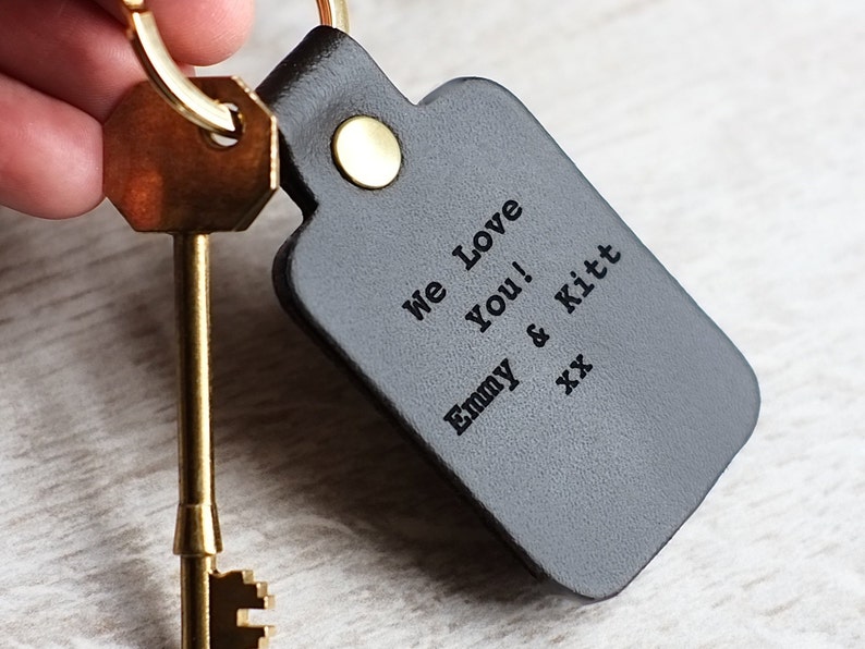 Stanley Leather Keyring Birthday Name Optional Engraving