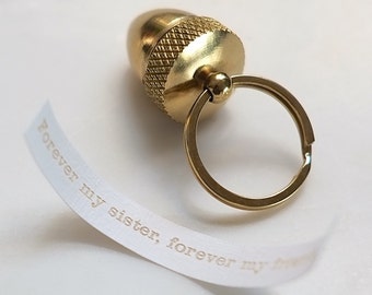 Secret Message Acorn Locket Keyring