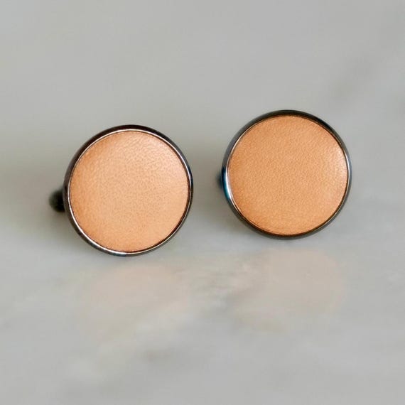 Secret message gunmetal and real leather cufflinks