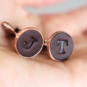 Pair of Personalised Leather Letter Cufflinks image 7