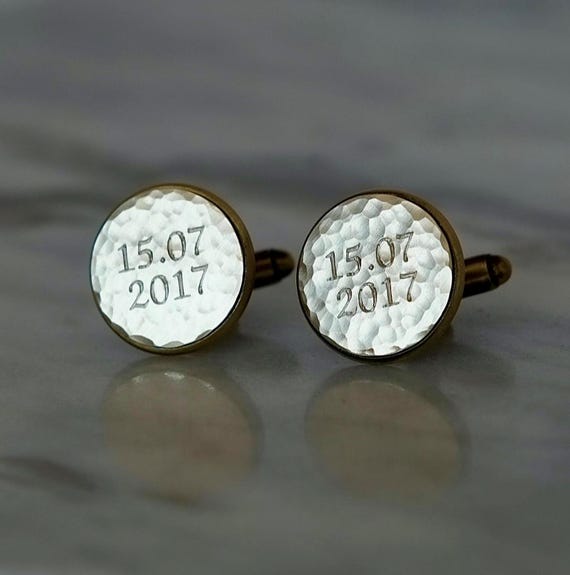 Engraved solid bronze cufflinks