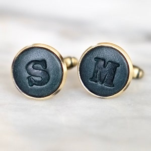 Pair of Personalised Leather Letter Cufflinks image 3