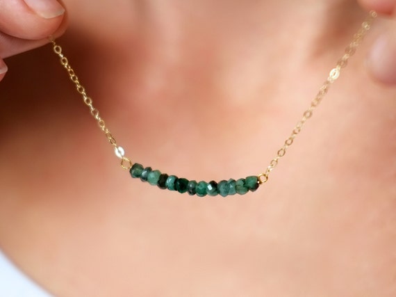 Delicate May Birthday Emerald Necklace