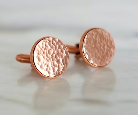 Personalised Hammered Solid Bronze or Copper Cufflinks