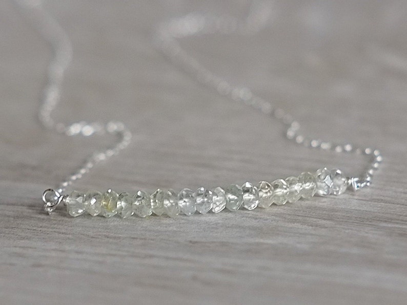 Delicate March Birthday Aquamarine Necklace 50cm silver