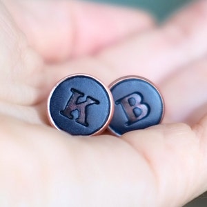 Pair of Personalised Leather Letter Cufflinks image 9