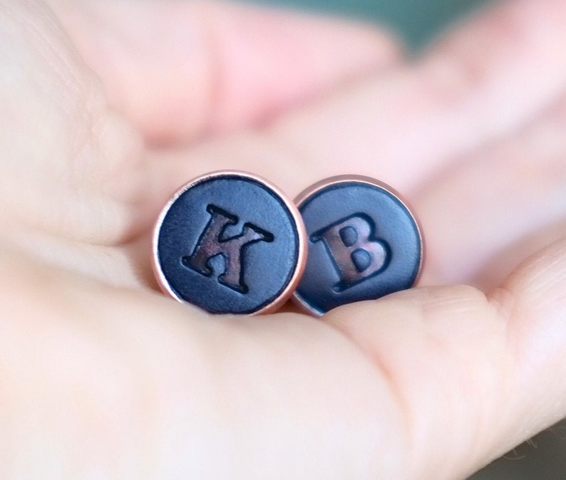 Pair of Personalised Leather Letter Cufflinks image 9