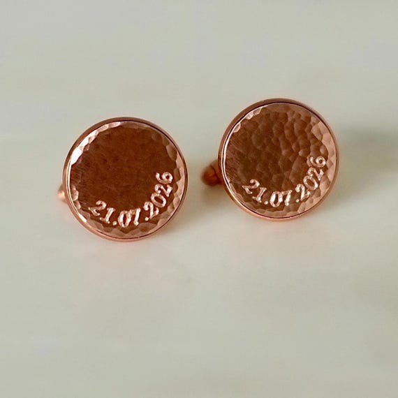 Curve engraved solid copper cuff links