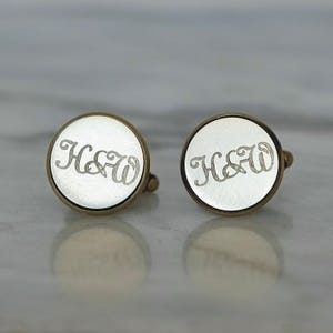 Pair of Engraved Bronze Initial Cufflinks