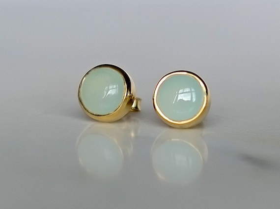 Real Birthstone Stud Earrings -  Gold Vermeile or Sterling Silver