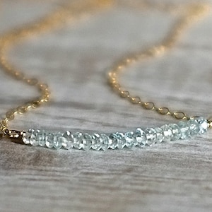 Delicate March Birthday Aquamarine Necklace image 1
