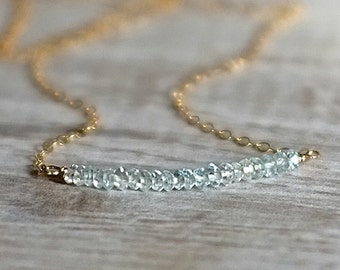 Delicate March Birthday Aquamarine Necklace