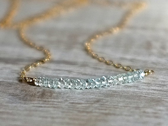 Delicate March Birthday Aquamarine Necklace