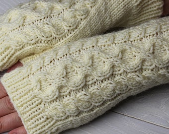 Fingerless mittens Fingerless gloves Wool knit gloves Women's gloves