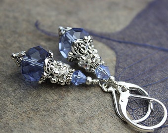 Blue crystal drop earrings