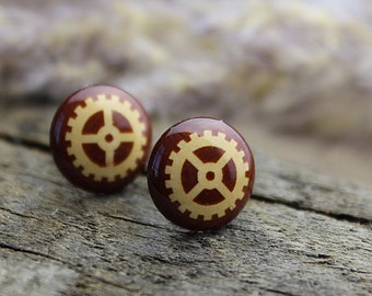 Steampunk earrings Studs earrings Resin jewelry