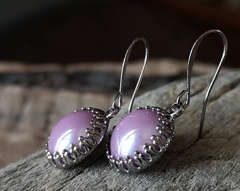 Porcelain earrings Purple earrings Drop earrings Porcelain jewelry