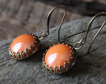 Porcelain earrings Orange earrings Drop earrings Porcelain jewelry