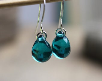 Teal earrings Teardrop earrings Beaded earrings