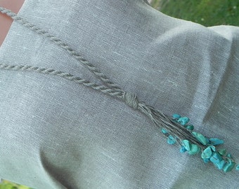 Turquoise ketting Linnen koord ketting Strand sieraden