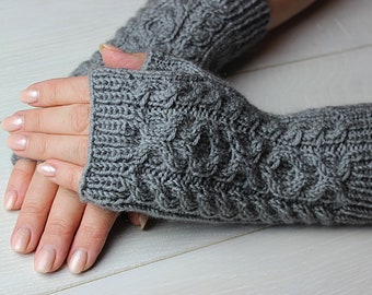 Fingerless gloves Women gloves Grey wool mittens