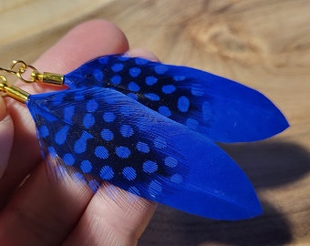 Blue feather earrings Boho lightweight earrings Festival fashion Festival earrings