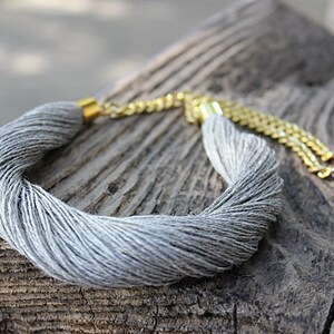 Linen necklace Linen cord necklace Beach jewelry Eco style jewelry Grey necklace image 2