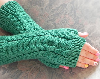 Green fingerless gloves for women Warmer wool gloves Latvian mittens Gifts for women