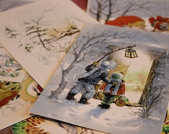 Vintage Christmas greeting cards Set of vintage postcards 1990s Christmas cards