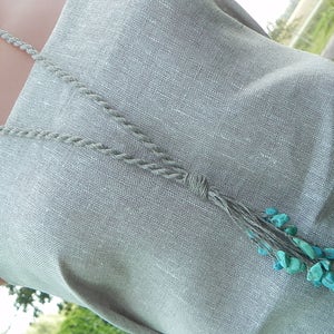 Turquoise necklace Linen cord necklace Beach jewelry image 7