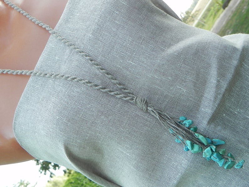 Turquoise necklace Linen cord necklace Beach jewelry image 7