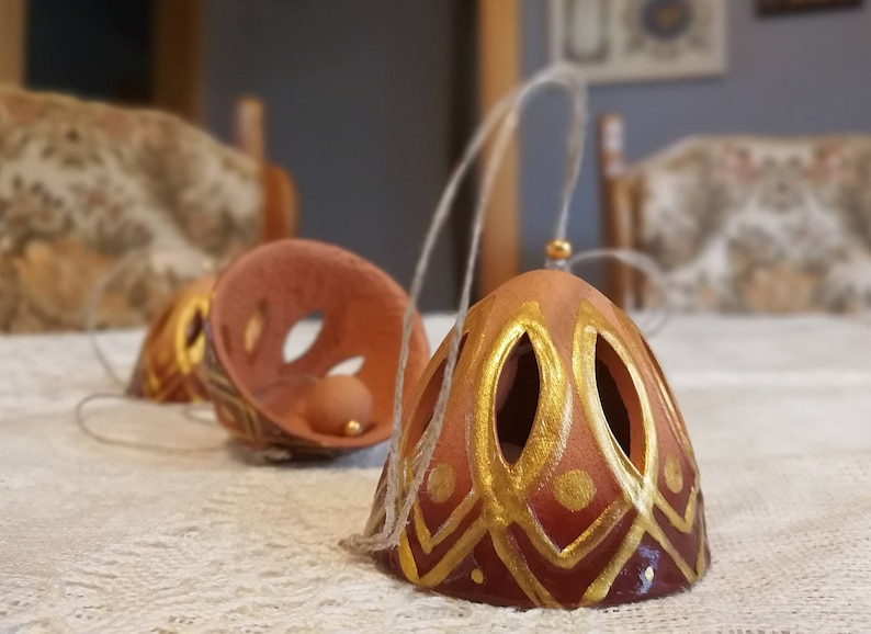 Clay bell Jingle bells Hand painted bell Christmas bells Handmade bell