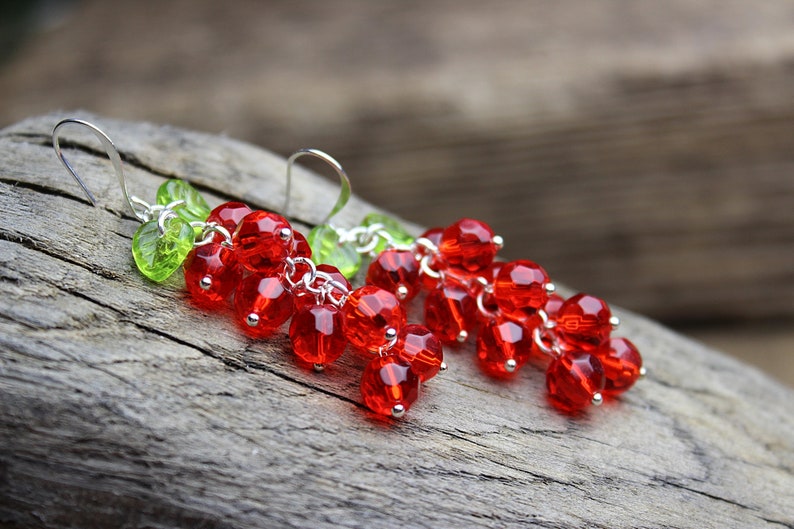 Berry earrings Redcurrant earrings Glass berry earrings Beaded Etsy