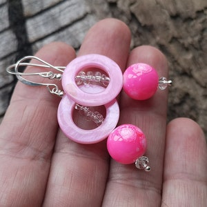 Fuchsia pink earrings Beaded earrings image 6