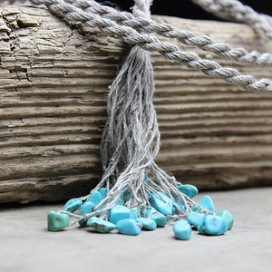 Turquoise necklace Linen cord necklace Beach jewelry image 4