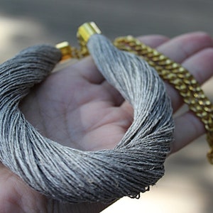 Linen necklace Linen cord necklace Beach jewelry Eco style jewelry Grey necklace image 4