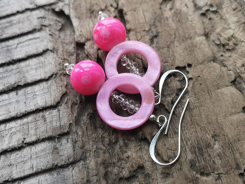 Fuchsia pink earrings Beaded earrings image 8