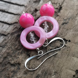 Fuchsia pink earrings Beaded earrings image 9